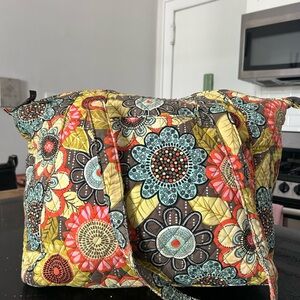 Vera Bradley Yellow and Brown Floral Tote